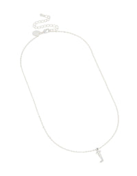 Silver Plated Thin Cubic Zirconia Letter J Necklace - link has visual effect only