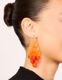 Orange Genuine Shell Layered Discs Waterfall Drop Earrings - link has visual effect only