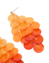 Discover orange genuine shell layered discs waterfall drop earrings in statement style post detail view - link has visual effect only