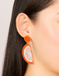 Orange Seed Beaded Fruit Drop Earrings - link has visual effect only