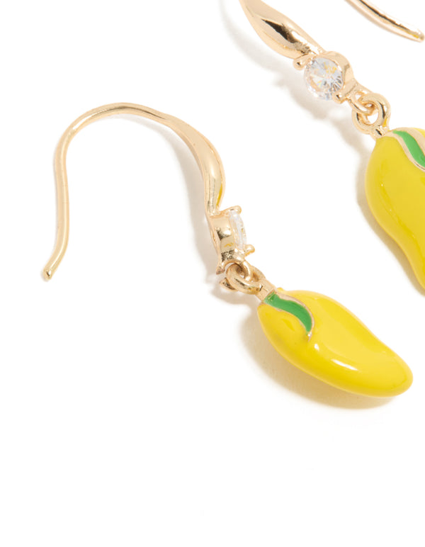 Gold Lemon Cubic Zirconia Hook  Earrings