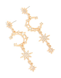 Gold Diamante Moon & Star Celestial Drop Earrings - link has visual effect only