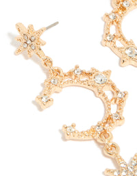 Gold Diamante Moon & Star Celestial Drop Earrings - link has visual effect only