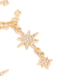 Gold Diamante Moon & Star Celestial Drop Earrings - link has visual effect only