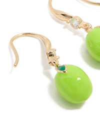 Gold Lime Cubic Zirconia Hook  Earrings - link has visual effect only