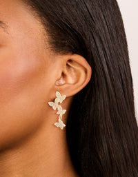 Gold Diamante Butterfly Drop Earrings - link has visual effect only