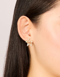 Gold Cubic Zirconia Celestial Star Stud Earrings - link has visual effect only