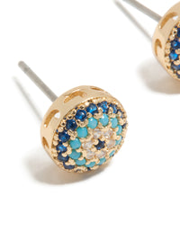 Gold Cubic Zirconia Evil Eye Stud Earrings - link has visual effect only