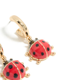 Gold Ladybug Huggie Earrings - link has visual effect only
