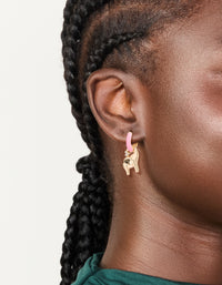 Gold Light Pink Enamel Elephant Huggie Earrings - link has visual effect only