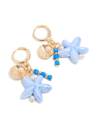 Gold Sea Life Charm Huggie Earrings - link has visual effect only