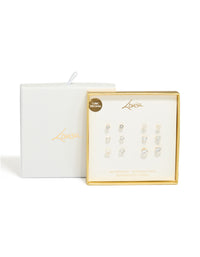 Waterproof Gold Plated Stainless Steel Cubic Zirconia Essential Stud Earrings 6-Pack - link has visual effect only