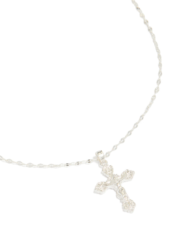 Silver Plated Vintage Cross Pendant Necklace