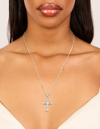 Silver Plated Vintage Cross Pendant Necklace - link has visual effect only