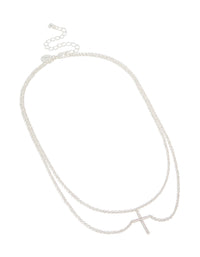 Silver Plated Cubic Zirconia Layered Cross Pendant Necklace - link has visual effect only
