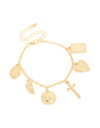 Gold Plated Angel & Cross Charms Bracelet - link has visual effect only