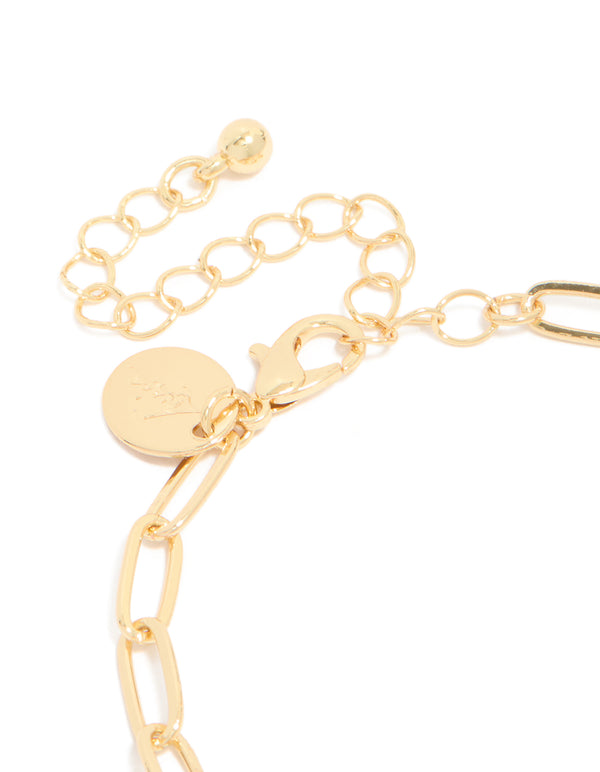 Gold Plated Cross & Heart Charms Bracelet