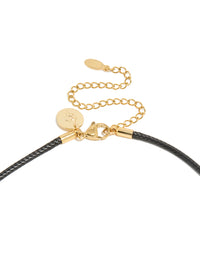 Waterproof Gold Plated Stainless Steel Pear Cubic Zirconia Pendant Cord Necklace - link has visual effect only