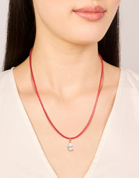 Waterproof Gold Plated Stainless Steel Pear Cubic Zirconia Drop Pink Cord Necklace - link has visual effect only