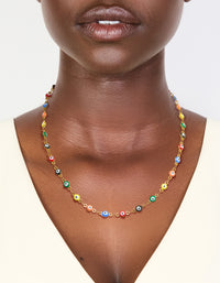Waterproof Gold Plated Stainless Steel Multicoloured  Evil Eye Charms Necklace - link has visual effect only