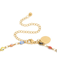 Waterproof Gold Plated Stainless Steel Multicoloured  Evil Eye Charms Necklace - link has visual effect only