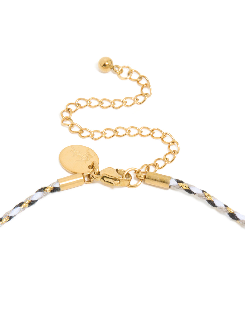 Waterproof Gold Plated Stainless Steel Hamsa  Hand & Eye Charm Black Cord Necklace