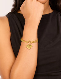 Waterproof Gold Plated Stainless Steel Heart Charm Bracelet - link has visual effect only