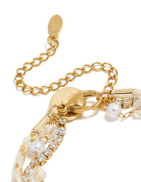 Waterproof Gold Plated Stainless Steel Pearl, Cord & Tennis Bracelets 3-Pack - link has visual effect only