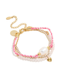 Waterproof Gold Plated Stainless Steel Freshwater Pearl & Tennis Bracelets 3-Pack - link has visual effect only