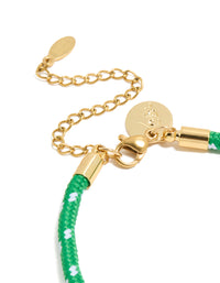 Waterproof Gold Plated Stainless Steel  Half Tennis & Half Vibrant Green Cord Bracelet - link has visual effect only