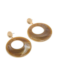 Gold Brown Marble Circle Drop Earrings - link has visual effect only