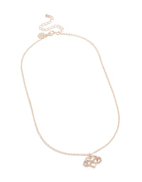 Elegant rose gold diamante open heart infinity necklace front view - link has visual effect only
