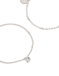 Crafted from silver cubic zirconia drop and chain bracelets in 2-pack close up view - link has visual effect only