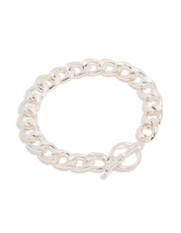Silver Chunky T-Bar Bracelet - link has visual effect only