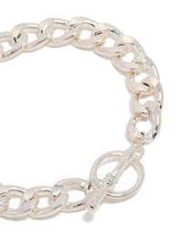 Silver Chunky T-Bar Bracelet - link has visual effect only