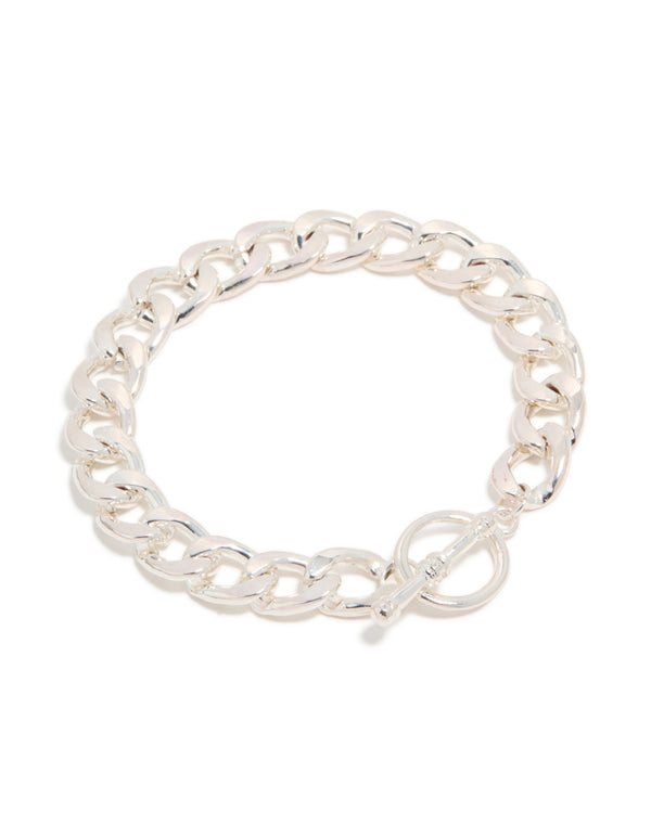 Silver Chunky T-Bar Bracelet