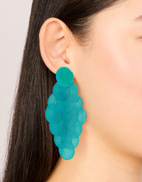 Aqua Blue Shell Effect Disc Drop Earrings - link has visual effect only