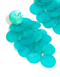 Aqua Blue Shell Effect Disc Drop Earrings - link has visual effect only