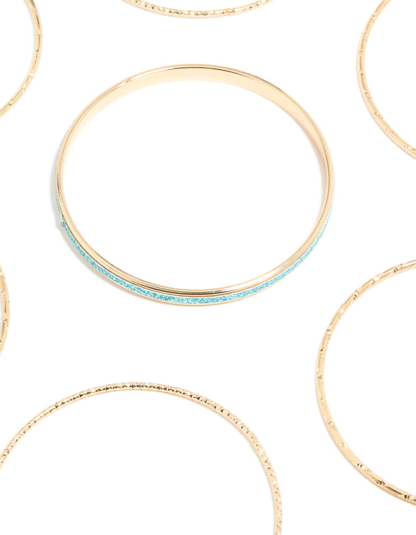 Gold & Blue Glitter Bangles 21-Pack