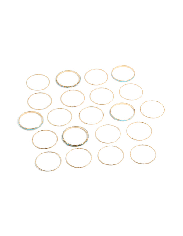 Gold & Blue Glitter Bangles 21-Pack