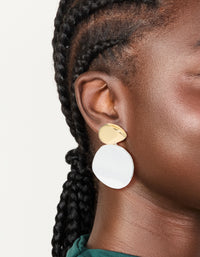 Mixed Metal Plated Statement Disc Drop Earrings - link has visual effect only