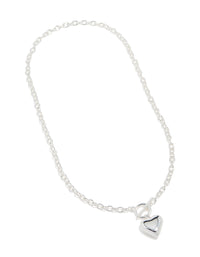 Silver Plated Heart Charm Fob Necklace - link has visual effect only