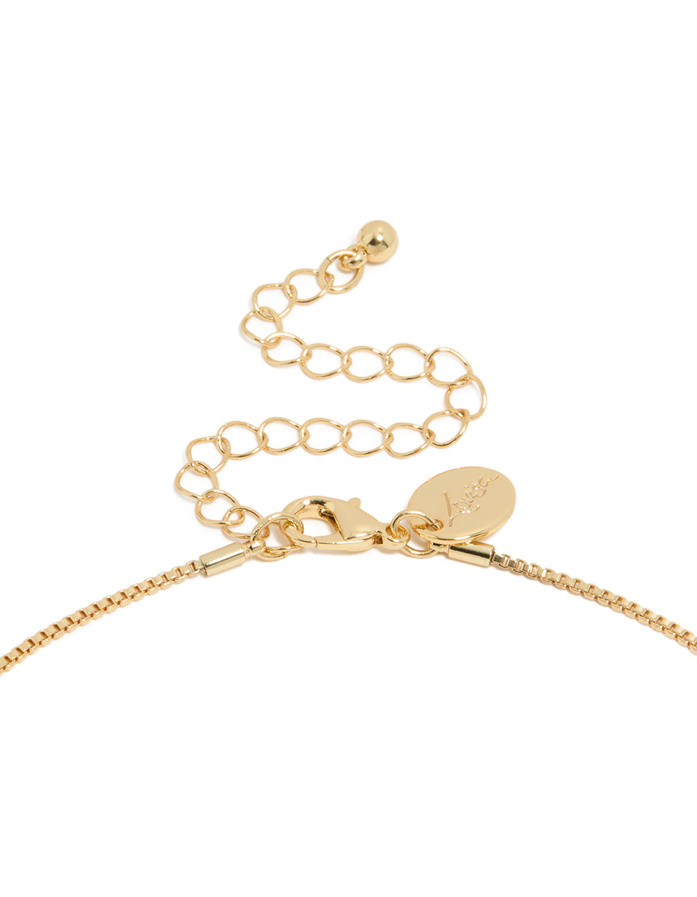 Finely crafted mixed metal small swirl pendant necklace featuring adjustable clasp in gold and silver plated finishes detail view