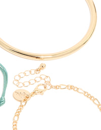 Gold Turquoise Stone Bangle & Cord Bracelets 4-Pack - link has visual effect only