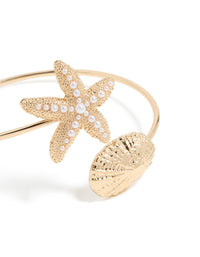 Gold Shell & Pearl Starfish Arm Cuff - link has visual effect only