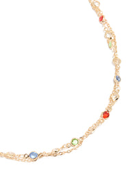 Gold Red Green Blue Stone Waist Chain - link has visual effect only