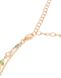 Gold Red Green Blue Stone Waist Chain - link has visual effect only