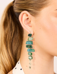 Dark Green Acrylic Irregular Shaped  Drop Earrings - link has visual effect only