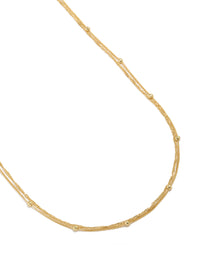 Elegantly crafted gold plated layered waist chain featuring a plain design with ball embellishments front view - link has visual effect only
