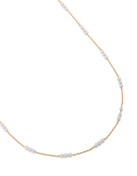 Beautifully crafted gold plated waist chain with mini pearls and embellished details front view - link has visual effect only